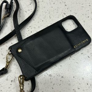EMMA
Pebble Leather Crossbody Bandolier in Black/Gold